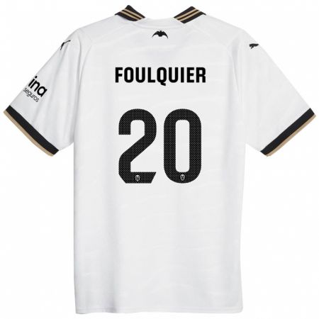 Kandiny Homme Maillot Dimitri Foulquier #20 Blanc Tenues Domicile 2023/24 T-Shirt