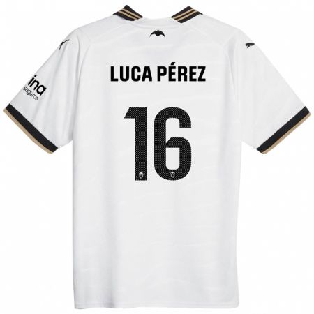 Kandiny Homme Maillot Simón Luca Pérez #16 Blanc Tenues Domicile 2023/24 T-Shirt