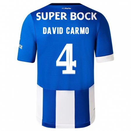 Kandiny Homme Maillot David Carmo #4 Bleu Blanc Tenues Domicile 2023/24 T-Shirt