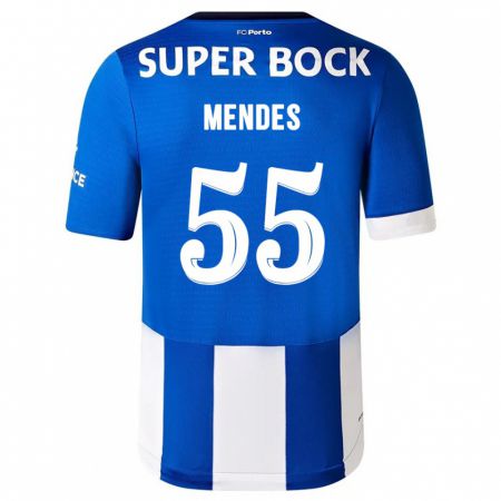 Kandiny Homme Maillot João Mendes #55 Bleu Blanc Tenues Domicile 2023/24 T-Shirt