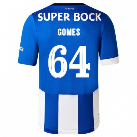 Kandiny Homme Maillot Luís Gomes #64 Bleu Blanc Tenues Domicile 2023/24 T-Shirt