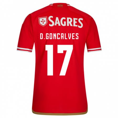 Kandiny Homme Maillot Diogo Goncalves #17 Rouge Tenues Domicile 2023/24 T-Shirt