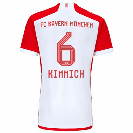 Kandiny Homme Maillot Joshua Kimmich #6 Rouge Blanc Tenues Domicile 2023/24 T-Shirt