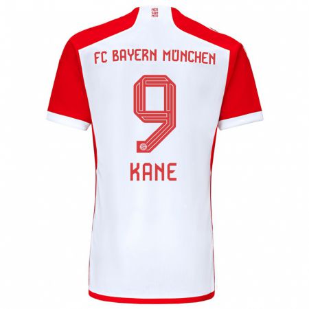 Kandiny Homme Maillot Harry Kane #9 Rouge Blanc Tenues Domicile 2023/24 T-Shirt