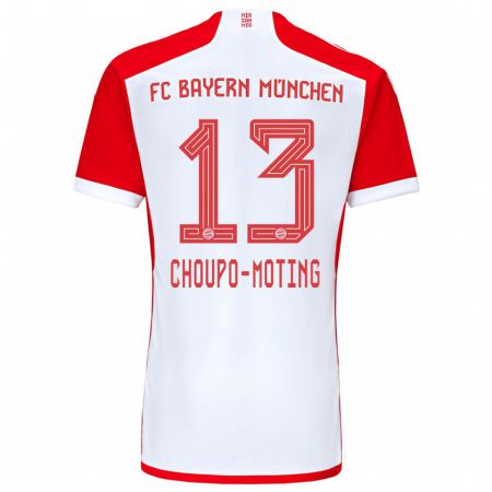 Kandiny Homme Maillot Eric Maxim Choupo-Moting #13 Rouge Blanc Tenues Domicile 2023/24 T-Shirt