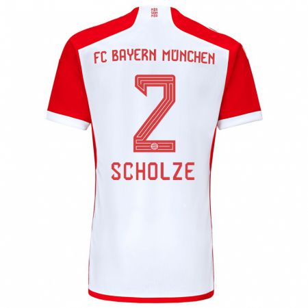 Kandiny Homme Maillot Max Scholze #2 Rouge Blanc Tenues Domicile 2023/24 T-Shirt