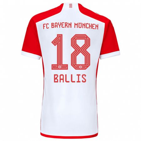 Kandiny Homme Maillot Benjamin Ballis #18 Rouge Blanc Tenues Domicile 2023/24 T-Shirt