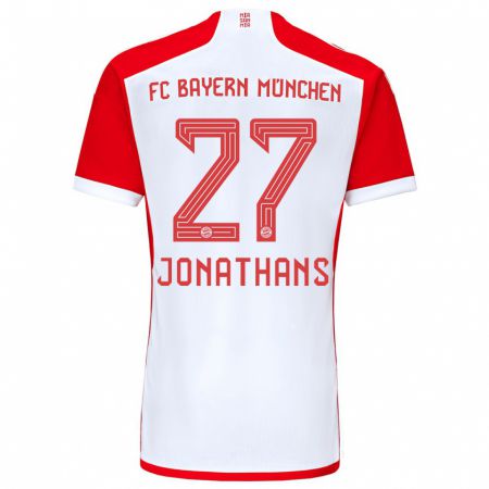 Kandiny Homme Maillot David Jonathans #27 Rouge Blanc Tenues Domicile 2023/24 T-Shirt