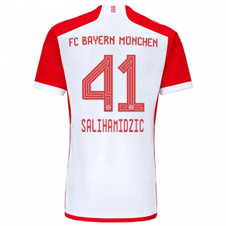 Kandiny Homme Maillot Nick Salihamidzic #41 Rouge Blanc Tenues Domicile 2023/24 T-Shirt