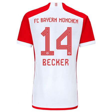 Kandiny Homme Maillot Lennard Becker #14 Rouge Blanc Tenues Domicile 2023/24 T-Shirt