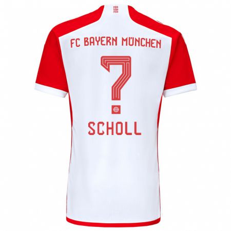 Kandiny Homme Maillot Paul Scholl #0 Rouge Blanc Tenues Domicile 2023/24 T-Shirt