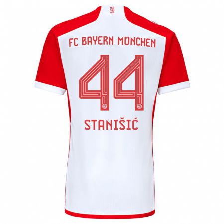 Kandiny Homme Maillot Josip Stanisic #44 Rouge Blanc Tenues Domicile 2023/24 T-Shirt