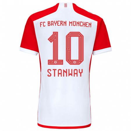 Kandiny Homme Maillot Georgia Stanway #10 Rouge Blanc Tenues Domicile 2023/24 T-Shirt