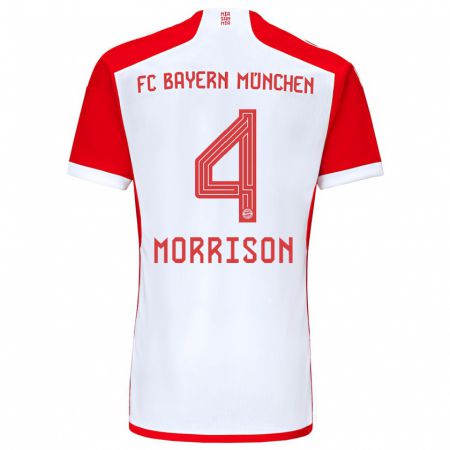Kandiny Homme Maillot Liam Morrison #4 Rouge Blanc Tenues Domicile 2023/24 T-Shirt