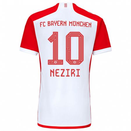 Kandiny Homme Maillot Behar Neziri #10 Rouge Blanc Tenues Domicile 2023/24 T-Shirt