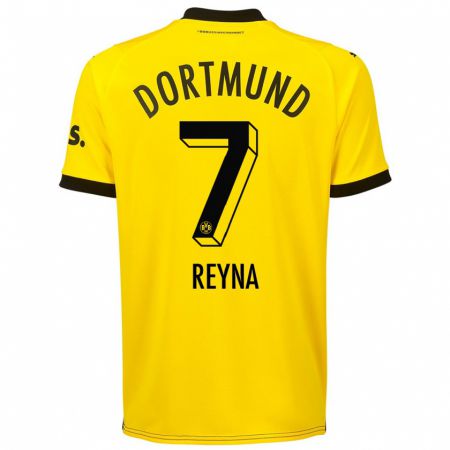 Kandiny Homme Maillot Giovanni Reyna #7 Jaune Tenues Domicile 2023/24 T-Shirt