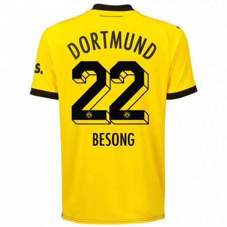 Kandiny Homme Maillot Paul-Philipp Besong #22 Jaune Tenues Domicile 2023/24 T-Shirt