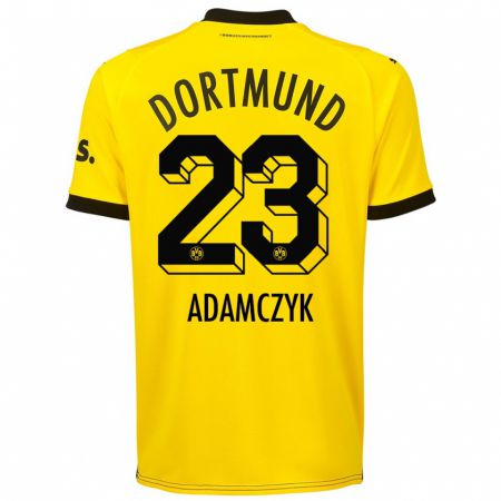 Kandiny Homme Maillot Nico Adamczyk #23 Jaune Tenues Domicile 2023/24 T-Shirt