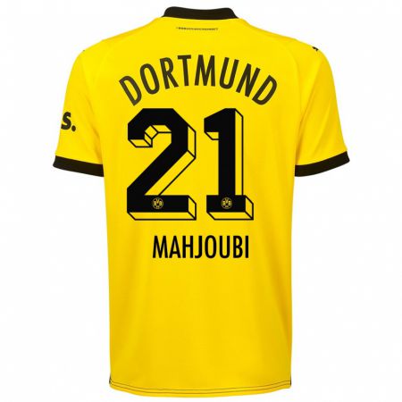 Kandiny Homme Maillot Anas Mahjoubi #21 Jaune Tenues Domicile 2023/24 T-Shirt