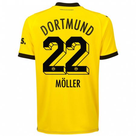 Kandiny Homme Maillot Paul Möller #22 Jaune Tenues Domicile 2023/24 T-Shirt
