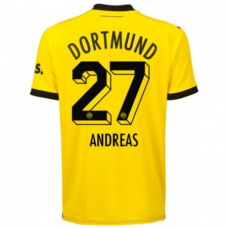 Kandiny Homme Maillot Kuno Andreas #27 Jaune Tenues Domicile 2023/24 T-Shirt
