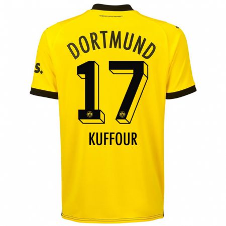 Kandiny Homme Maillot Lloyd-Addo Kuffour #17 Jaune Tenues Domicile 2023/24 T-Shirt