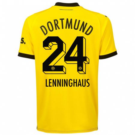 Kandiny Homme Maillot Mika Lenninghaus #24 Jaune Tenues Domicile 2023/24 T-Shirt