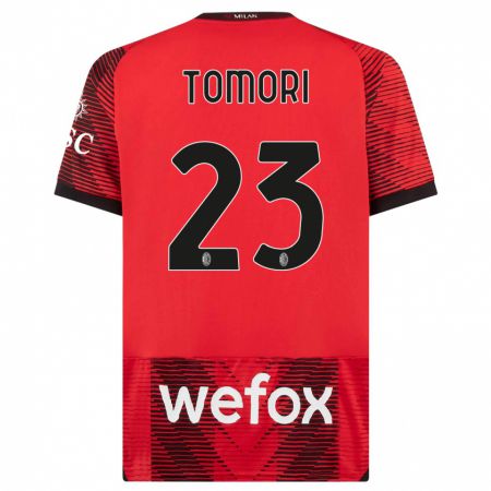 Kandiny Homme Maillot Fikayo Tomori #23 Rouge Noir Tenues Domicile 2023/24 T-Shirt
