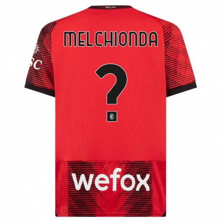 Kandiny Homme Maillot Marco Melchionda #0 Rouge Noir Tenues Domicile 2023/24 T-Shirt