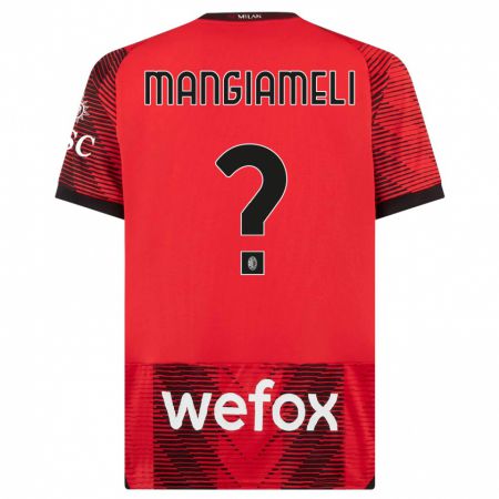Kandiny Homme Maillot Federico Mangiameli #0 Rouge Noir Tenues Domicile 2023/24 T-Shirt