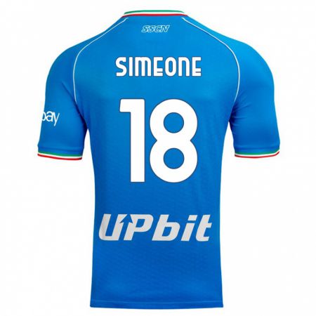 Kandiny Homme Maillot Giovanni Simeone #18 Bleu Ciel Tenues Domicile 2023/24 T-Shirt