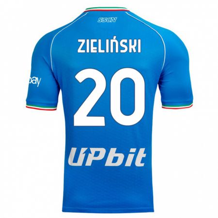 Kandiny Homme Maillot Piotr Zielinski #20 Bleu Ciel Tenues Domicile 2023/24 T-Shirt