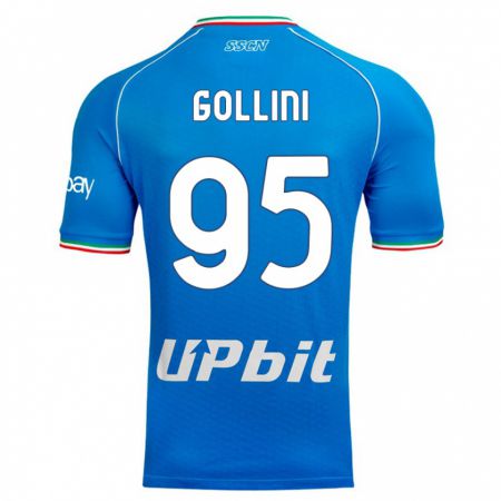 Kandiny Homme Maillot Pierluigi Gollini #95 Bleu Ciel Tenues Domicile 2023/24 T-Shirt