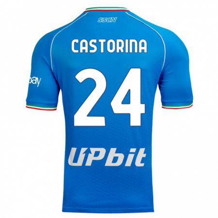Kandiny Homme Maillot Alessandro Castorina #24 Bleu Ciel Tenues Domicile 2023/24 T-Shirt