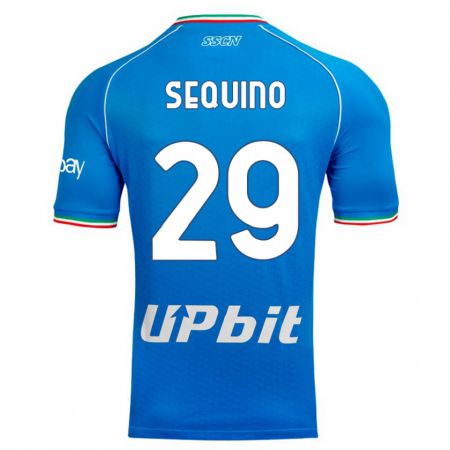 Kandiny Homme Maillot Giovanni Sequino #29 Bleu Ciel Tenues Domicile 2023/24 T-Shirt