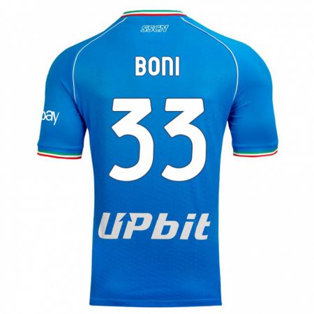 Kandiny Homme Maillot Landry Boni #33 Bleu Ciel Tenues Domicile 2023/24 T-Shirt