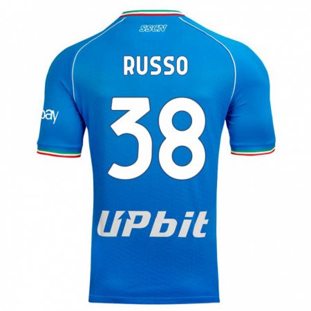 Kandiny Homme Maillot Lorenzo Russo #38 Bleu Ciel Tenues Domicile 2023/24 T-Shirt