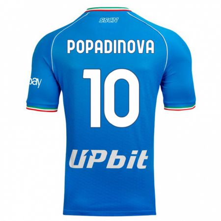 Kandiny Homme Maillot Evdokiya Popadinova #10 Bleu Ciel Tenues Domicile 2023/24 T-Shirt