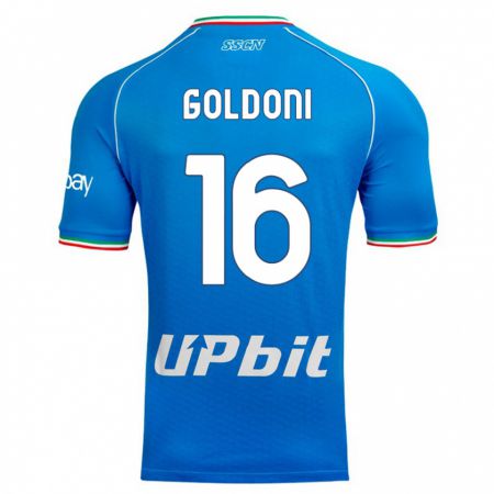 Kandiny Homme Maillot Eleonora Goldoni #16 Bleu Ciel Tenues Domicile 2023/24 T-Shirt