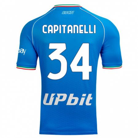 Kandiny Homme Maillot Ilaria Capitanelli #34 Bleu Ciel Tenues Domicile 2023/24 T-Shirt