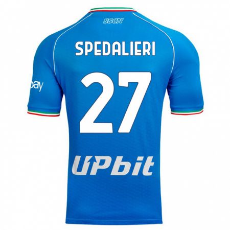 Kandiny Homme Maillot Johnatan Andrea Spedalieri #27 Bleu Ciel Tenues Domicile 2023/24 T-Shirt