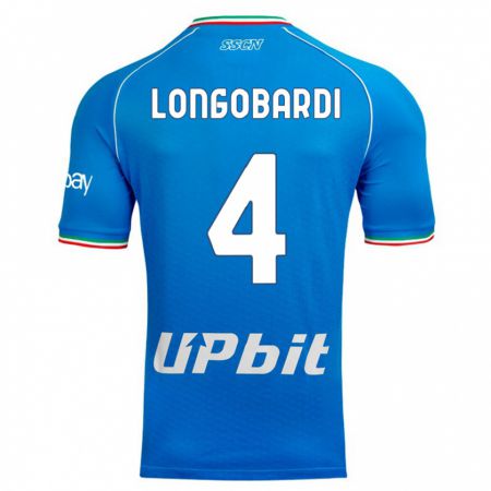 Kandiny Homme Maillot Salvatore Longobardi #4 Bleu Ciel Tenues Domicile 2023/24 T-Shirt