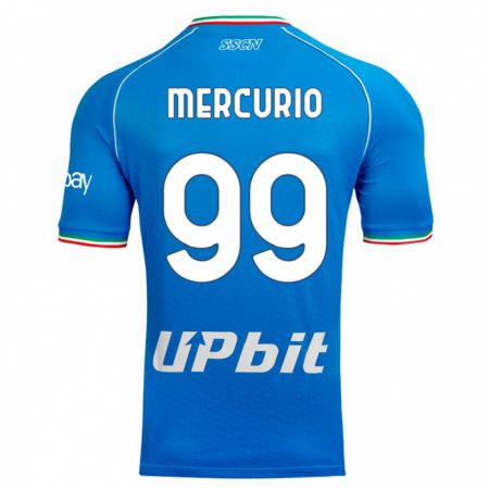 Kandiny Homme Maillot Giovanni Mercurio #99 Bleu Ciel Tenues Domicile 2023/24 T-Shirt