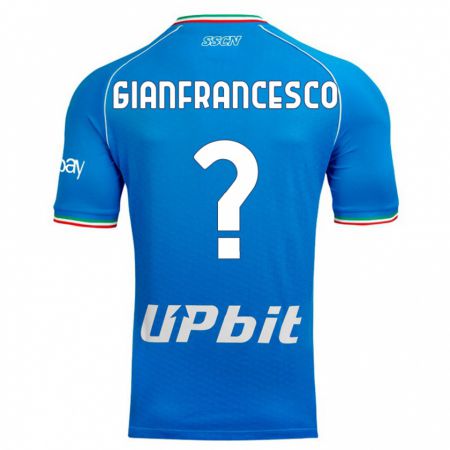 Kandiny Homme Maillot Sergio Gianfrancesco #0 Bleu Ciel Tenues Domicile 2023/24 T-Shirt