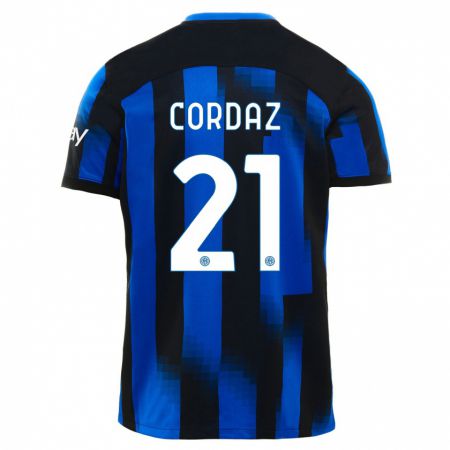 Kandiny Homme Maillot Alex Cordaz #21 Noir Bleu Tenues Domicile 2023/24 T-Shirt