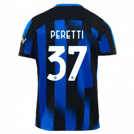 Kandiny Homme Maillot Lorenzo Peretti #37 Noir Bleu Tenues Domicile 2023/24 T-Shirt