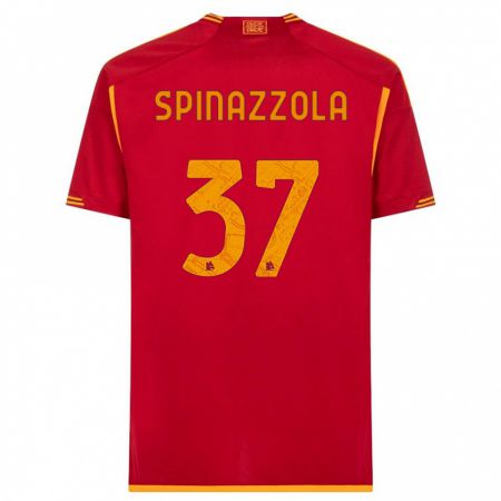 Kandiny Homme Maillot Leonardo Spinazzola #37 Rouge Tenues Domicile 2023/24 T-Shirt