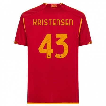 Kandiny Homme Maillot Rasmus Kristensen #43 Rouge Tenues Domicile 2023/24 T-Shirt