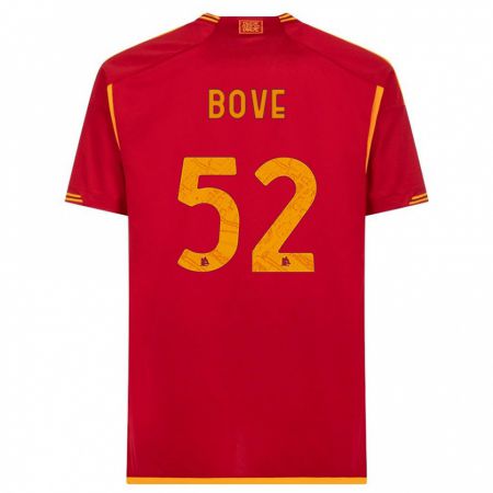 Kandiny Homme Maillot Edoardo Bove #52 Rouge Tenues Domicile 2023/24 T-Shirt