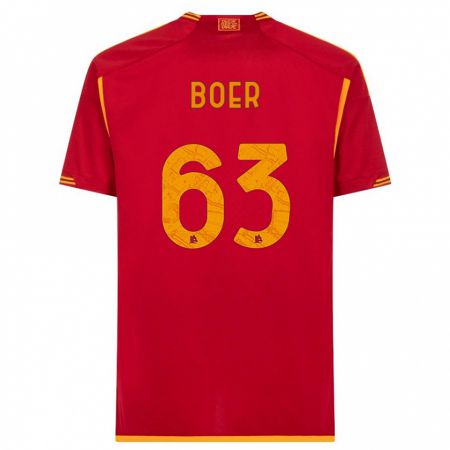 Kandiny Homme Maillot Pietro Boer #63 Rouge Tenues Domicile 2023/24 T-Shirt